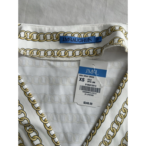 J. McLaughlin Golden Chain Sheath Dress Womens Size XS Ivory Gold Preppy NWT - Picture 3 of 10